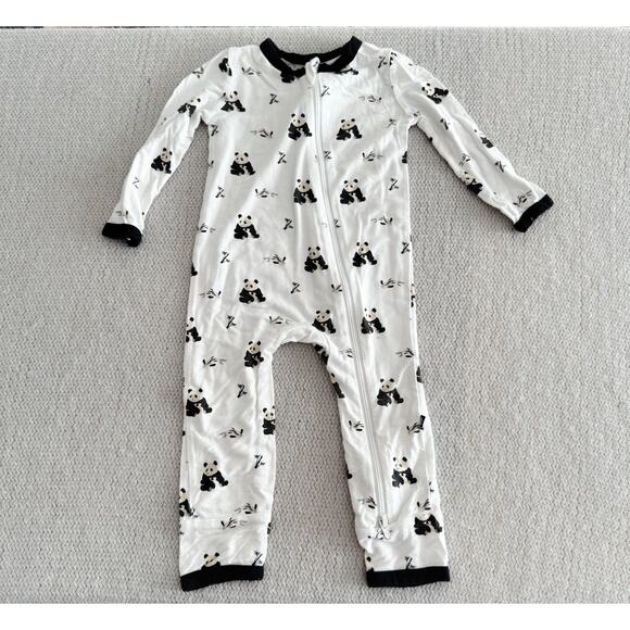 Kyte Baby White + Black Panda Zen Print Zippered Romper Sleeper 6-12 Months - Picture 5 of 5
